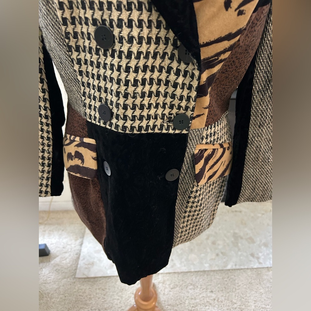 Stanley Blacker Vintage Patchwork Blazer - Black,… - image 3